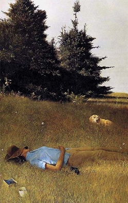 distant_thunder_Andrew_Wyeth_print_dog_sleeping_woman_blueberries