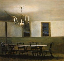 Witching Hour  andrew wyeth, print, room, table, chairs, candels, witches